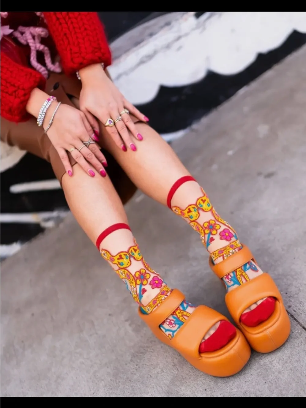 Year of the Snake Sheer Crew Sock. Price firm.